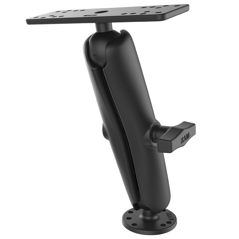 RAM 1.5" Ball Long Mount with 6.25" x 2" Rectangular Plate for Marine Electronics
