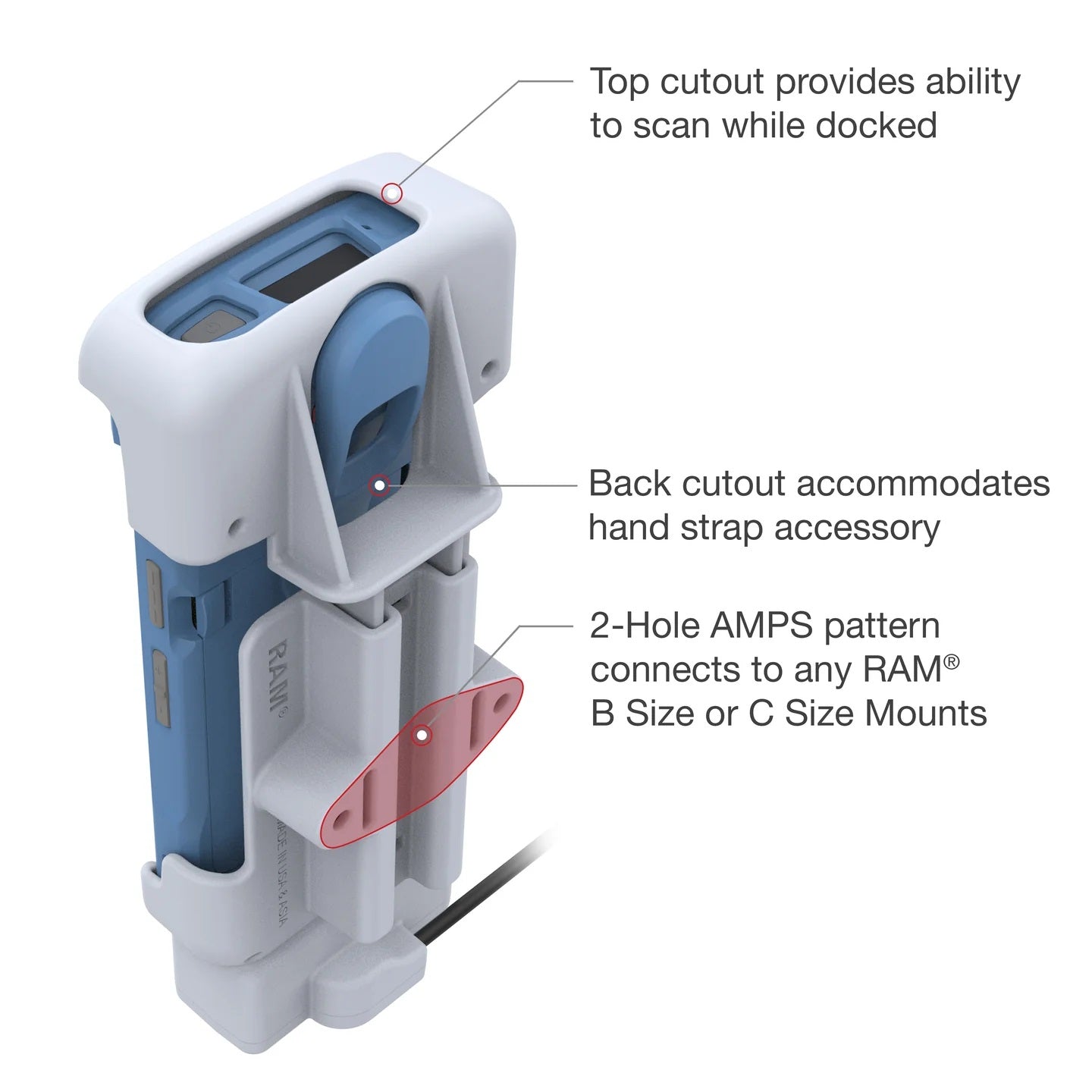 RAM® Powered USB-C Dock for Zebra HC20 & HC50 Healthcare Mobile Computers