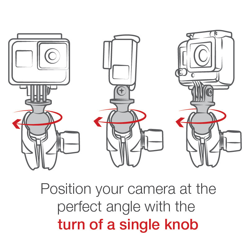 RAM Motorcycle Clutch / Brake Short Mount with Adapter for GoPro and Other Action Cams