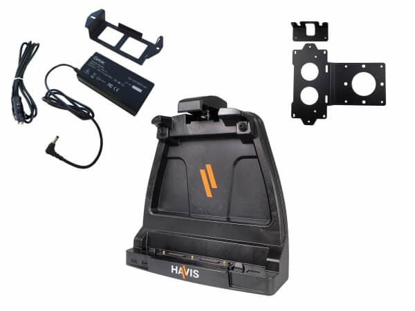 Havis Cradle Package for Getac K120 Rugged Tablet, Includes External Power Supply & Power Supply Mounting Bracket