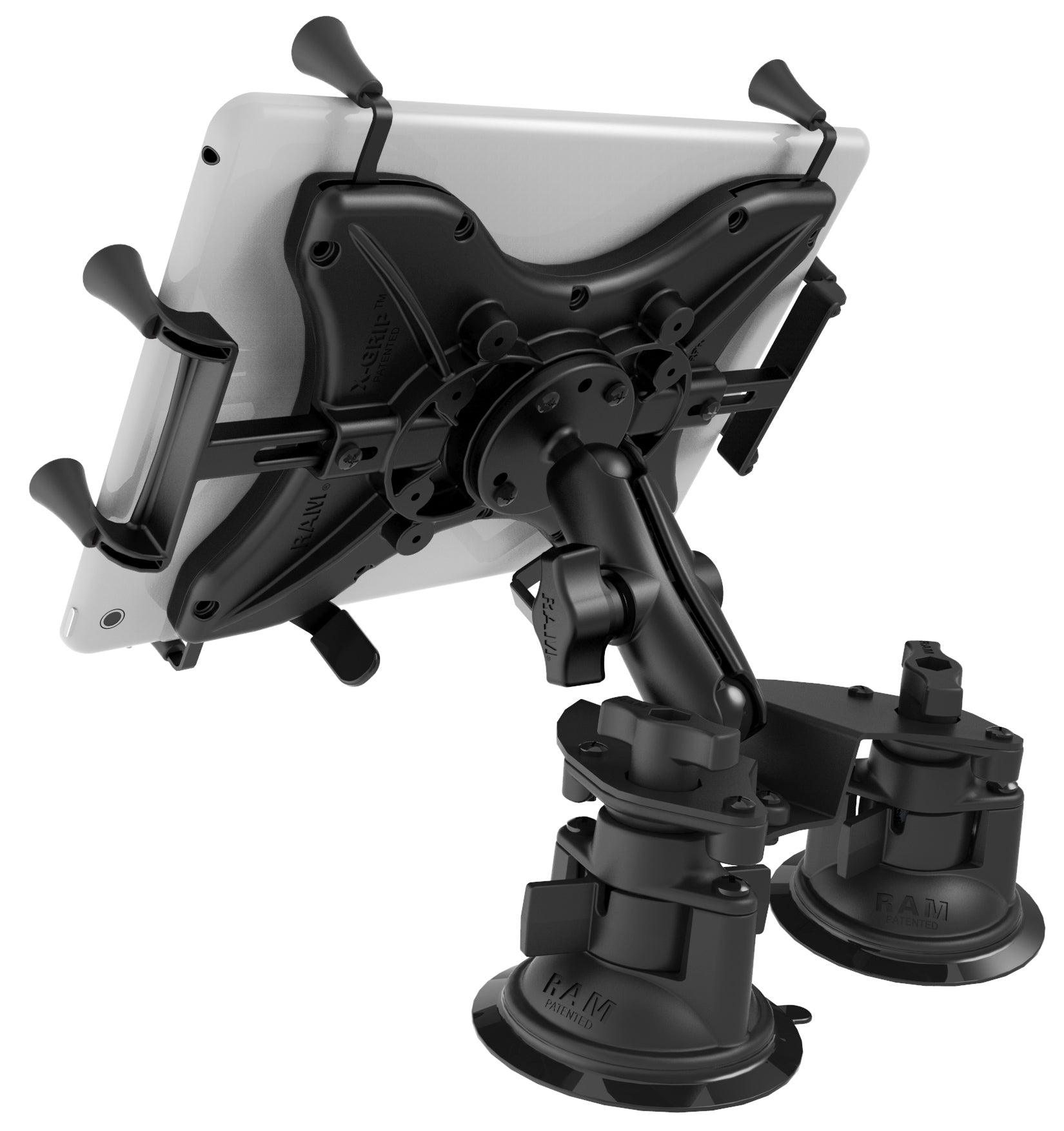 RAM X-Grip 9"–11" Tablet Suction Mount with Twist-Lock Pivot | Heavy-Duty Dual Cup Tablet Holder