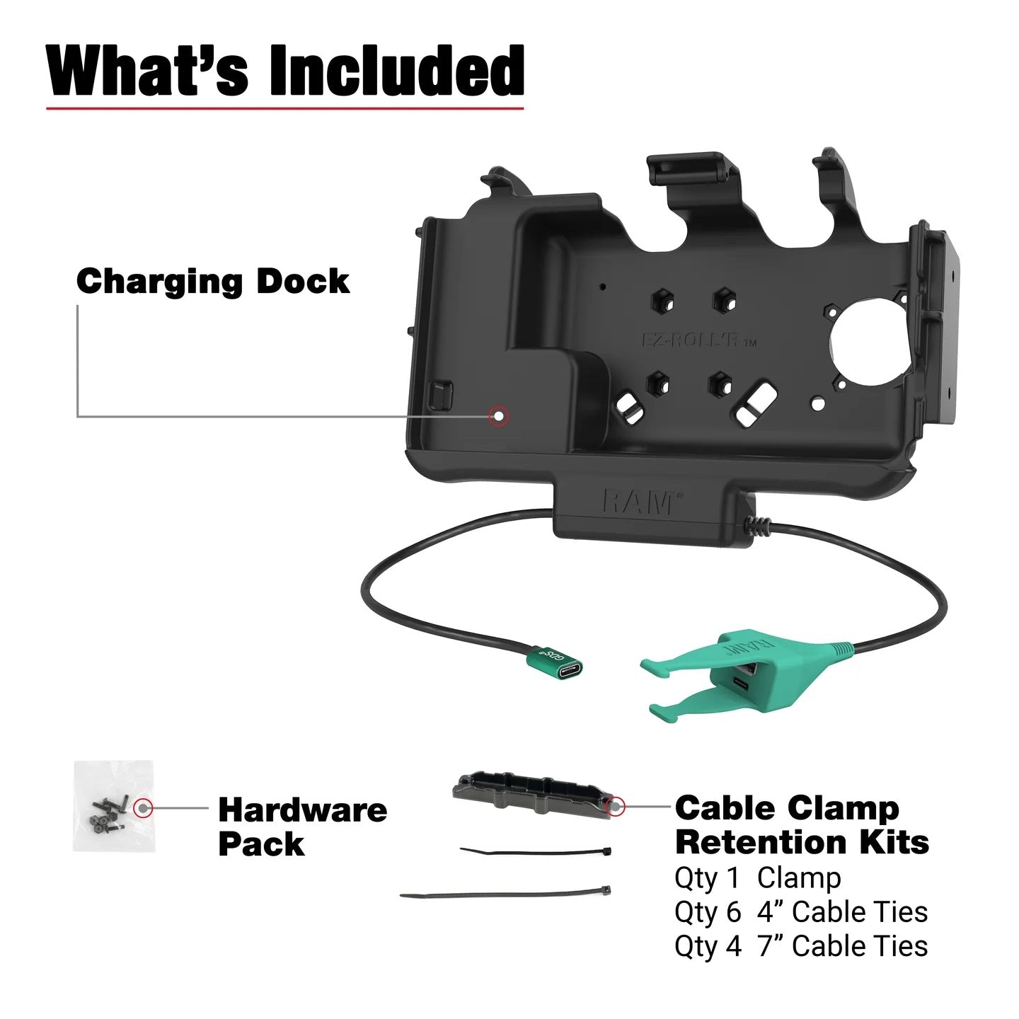 RAM USB-C Modular Dock + USB-C & USB-A Data for Samsung Tab Active5 & 3