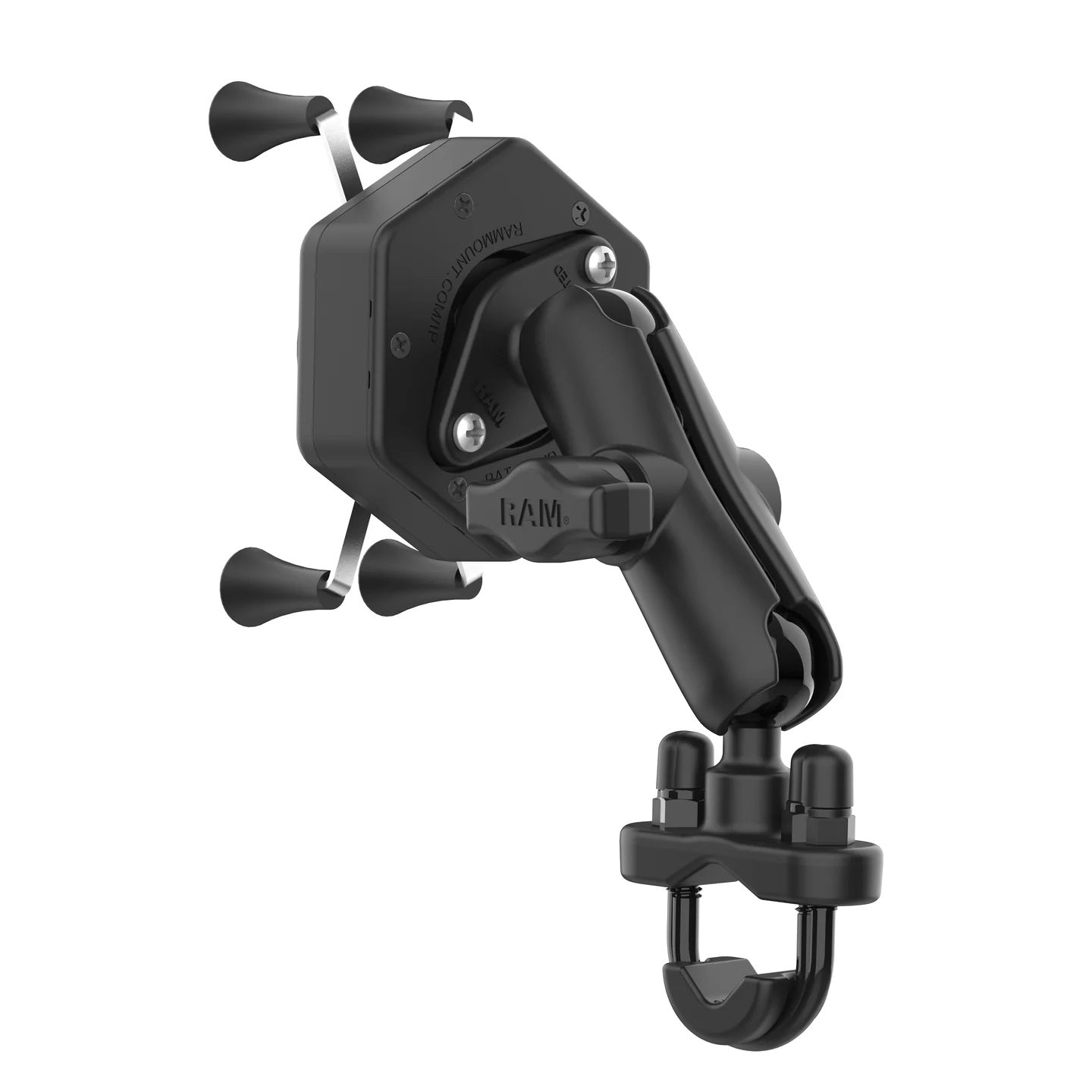 RAM X-Grip Motorcycle Phone Mount with Vibe-Safe Vibration Dampener & U-Bolt Handlebar Base – Medium Device Holder