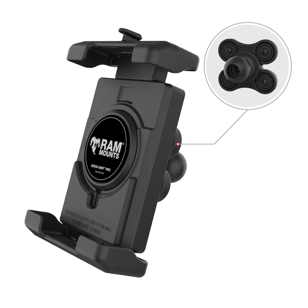 RAM® Quick-Grip™ Pro XL Phone Holder with Vibration Damper & B Size 1" Ball | RAM-HOL-PD7BVU