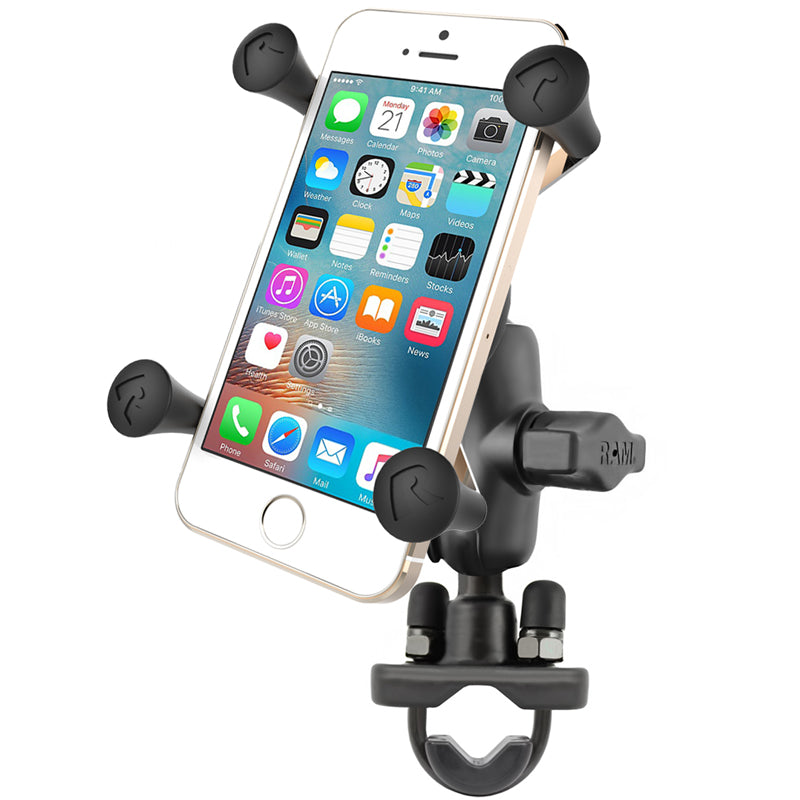 RAM X-Grip Motorcycle Phone Mount with 1" Ball & U-Bolt Handlebar Base – Short Arm