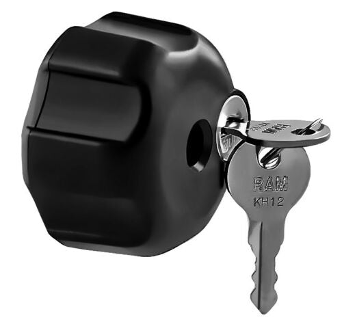RAM Key Lock Knob with Brass Insert for 1" Ball B Size Socket Arms