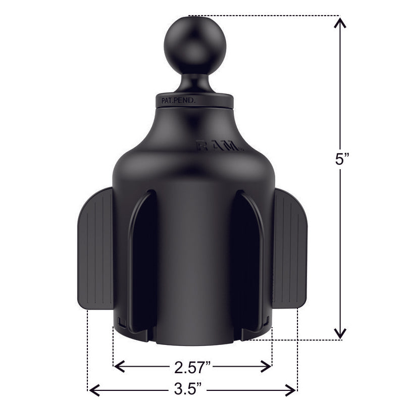 RAM Stubby Vehicle Cup Holder Mount with Medium Double Socket Arm