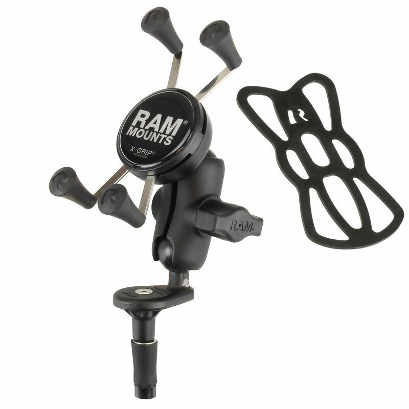 RAM Motorcycle Fork Stem Short Mount with X-Grip Phone Holder and Tether