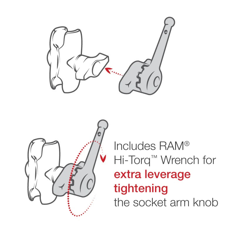 RAM Drill-Down Ball Mount with Wrench for Humminbird Helix 8-15, Solix & Apex