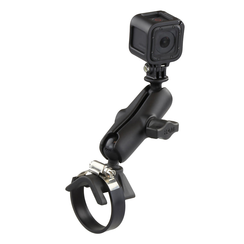 RAM Saddle Shaped Clamp Mount with Universal Action Camera Adapter