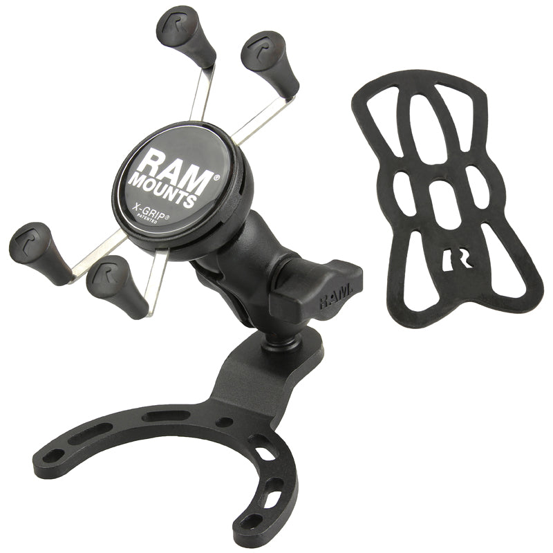 RAM Motorcycle Gas Tank Small Base Mount with X-Grip Phone Holder and Safety Tether