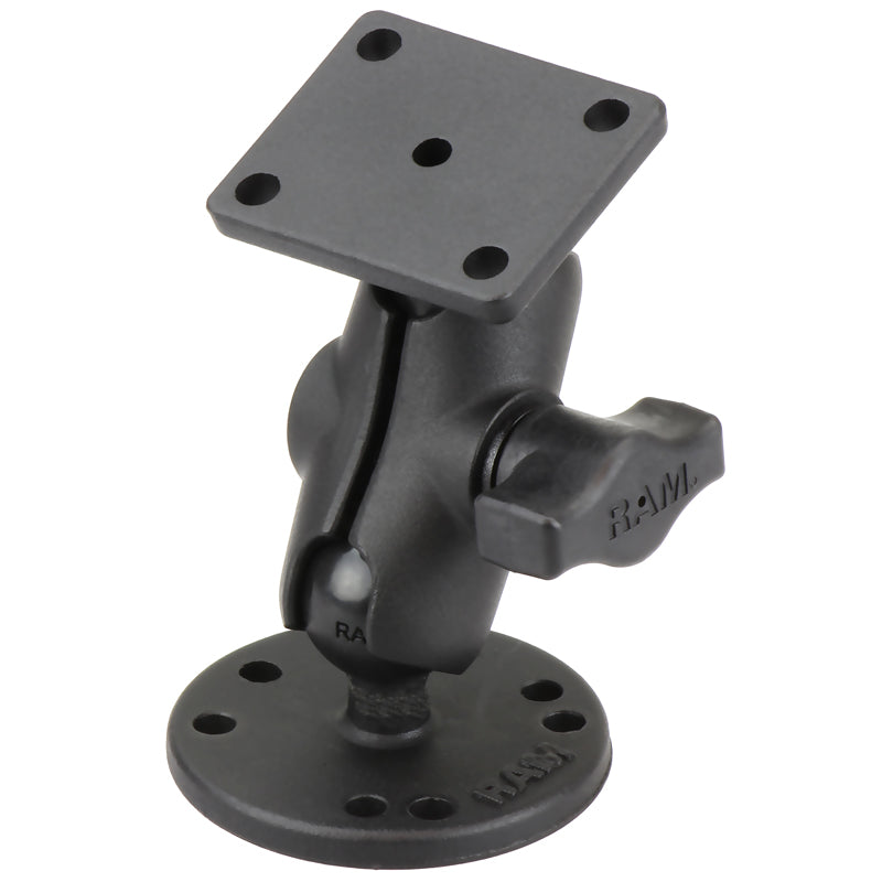 RAM Drill Down Short Mount with 2.5" Round Base and Square AMPS Adapter