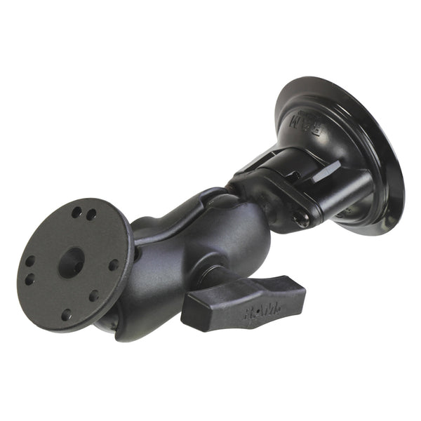 RAM Twist-Lock Suction Cup 1.5" Ball Short Mount with Round AMPS Plate