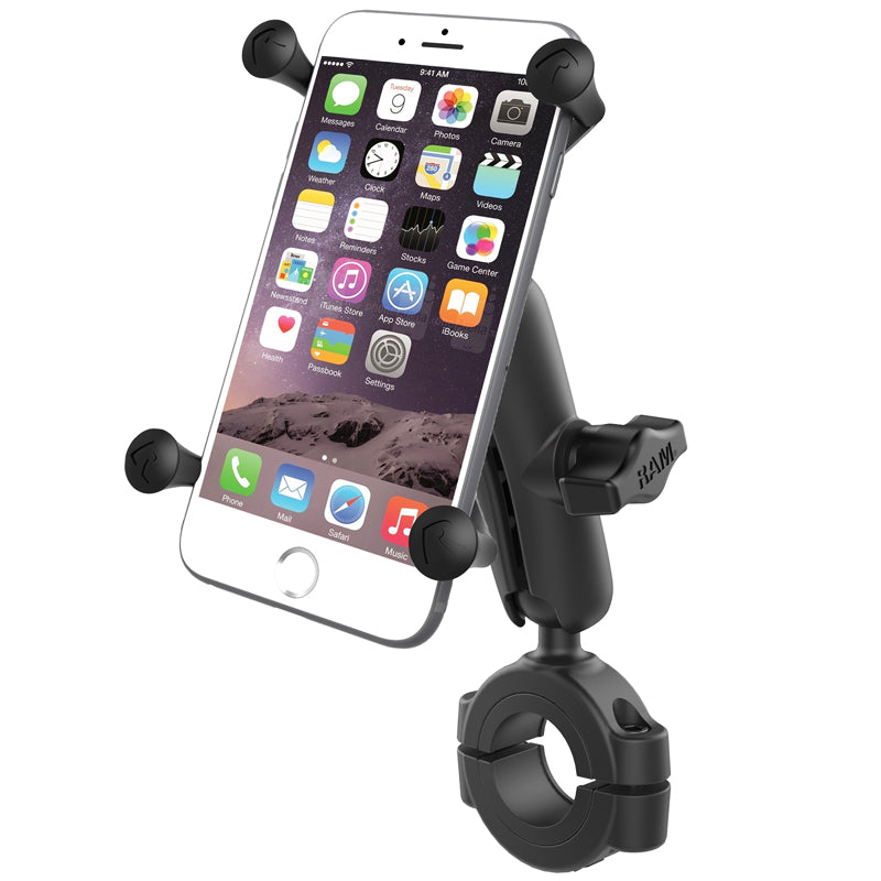 RAM Torque Mount for 1 1/8" - 1 1/2" Rails with X-Grip Holder for Larger Phones/GPS