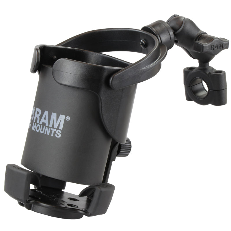 RAM Torque Short Mount for 3/4" - 1"  Rails with Level Cup XL 32oz Drink Holder