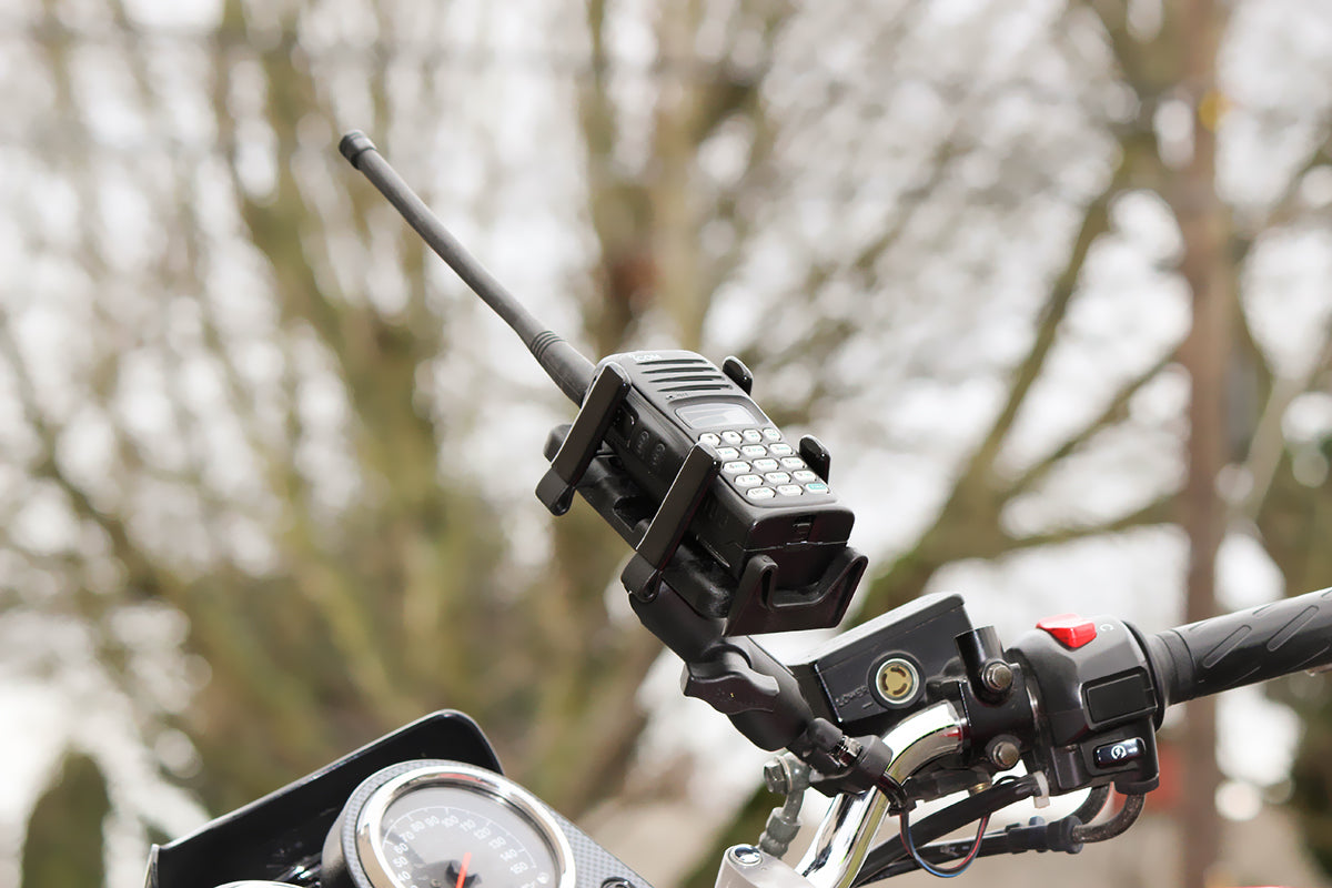 RAM Handlebar 1" Ball Mount with U-Bolt Base and Finger-Grip Holder for Phone, Radio & More