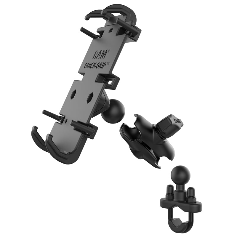 RAM Short Rail U-bolt Mount with Quick-Grip XL Holder for Large Phone / GPS