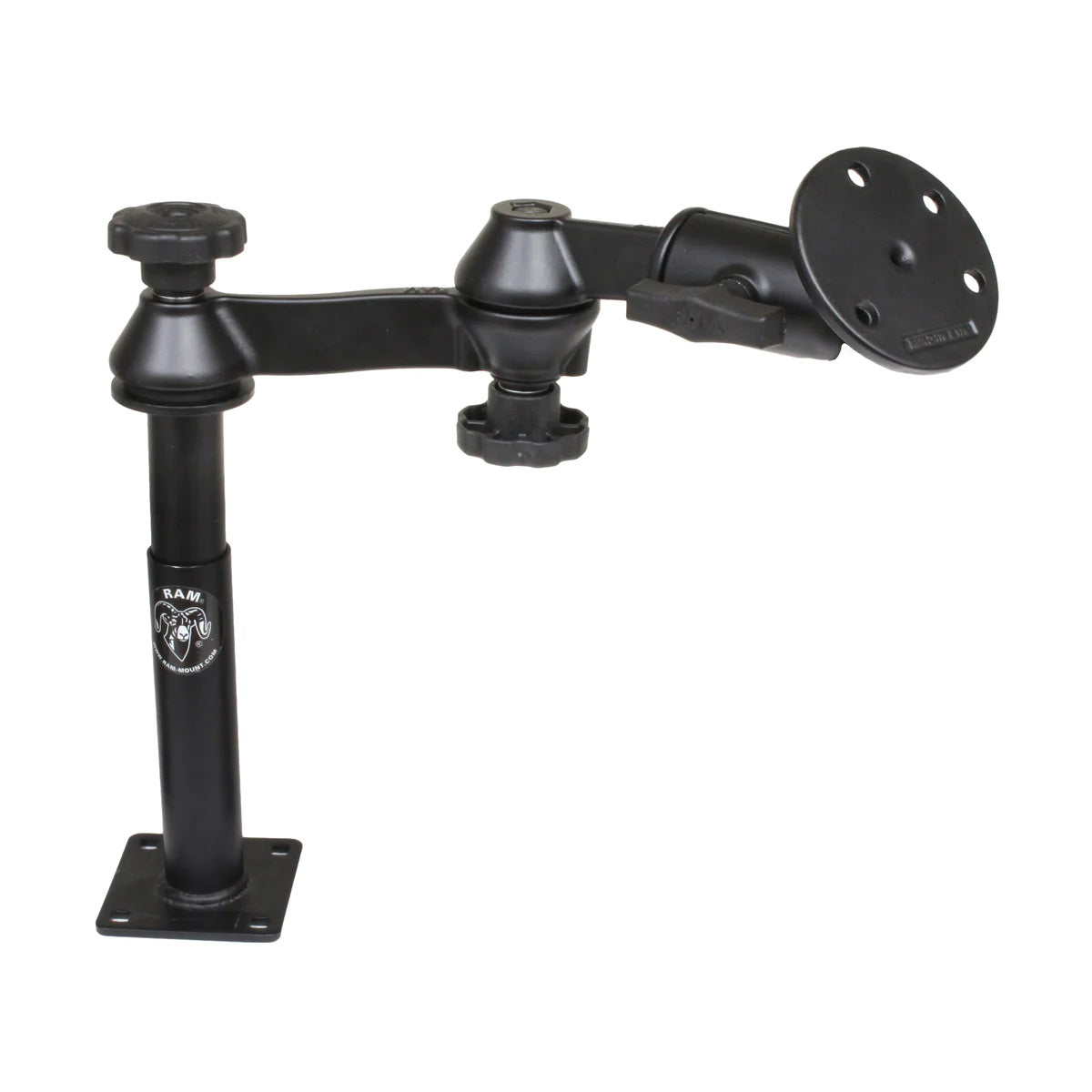 RAM Tele-Pole System w/ 4" & 7" Poles, Double Swing Arms & Round 3.68" Plate