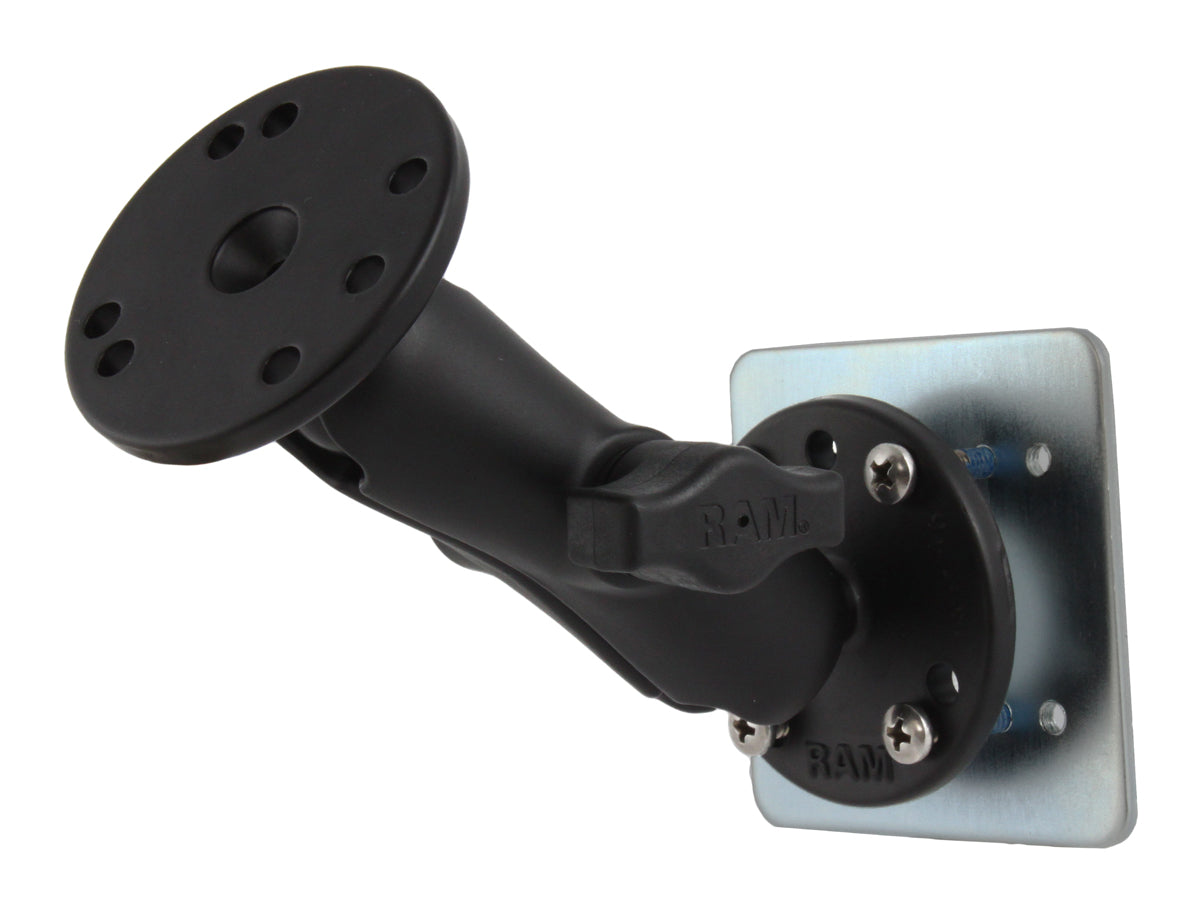 RAM Flat Surface Mount with Two Round 1" Ball Bases and Backing Plate