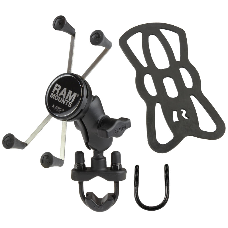 RAM Handlebar Short Mount with X-Grip Cradle and Tether for Larger Phones