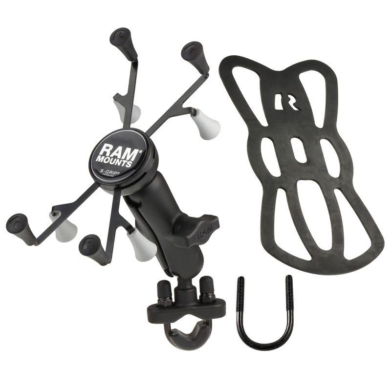 RAM Handlebar 1" Ball Mount with U-Bolt Base and X-Grip for 7" - 8" Tablets