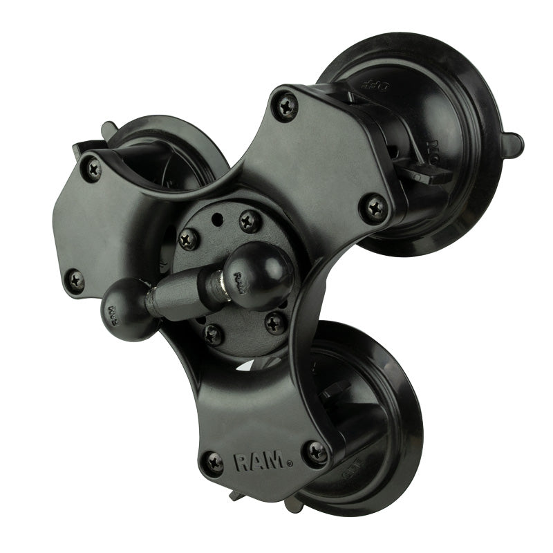 RAM Twist-Lock Triple Suction Cup Base with Double 1" Ball Base