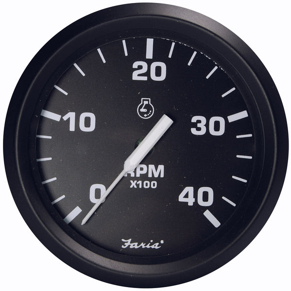 Faria Beede Euro Black 4" Tachometer - 4000 RPM Diesel - Magnetic Pick-Up