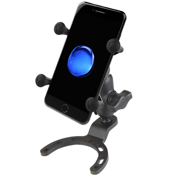 RAM Motorcycle Gas Tank Small Base Mount with X-Grip Phone Holder and 1" Ball