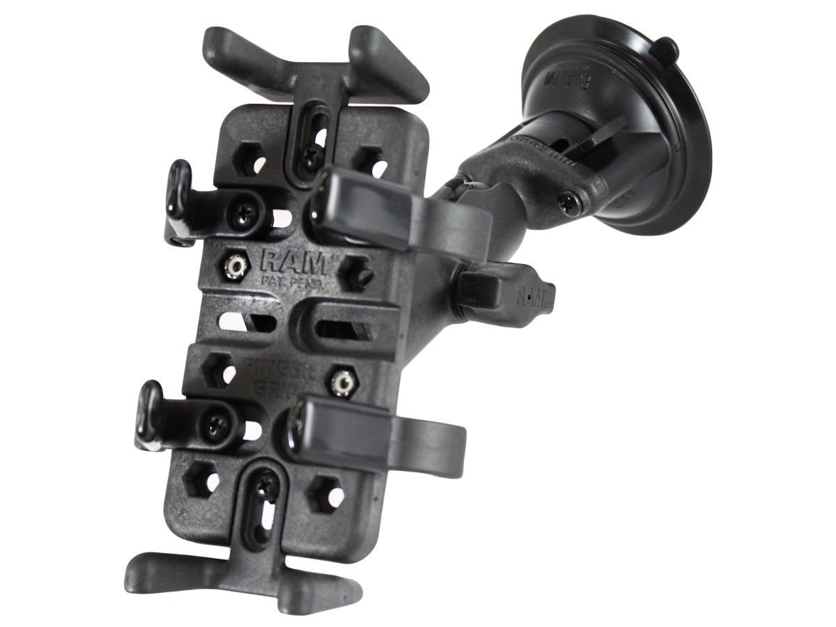 RAM Suction Cup Composite Mount w/ Finger Grip Holder f/ GPS, Smartphone & More