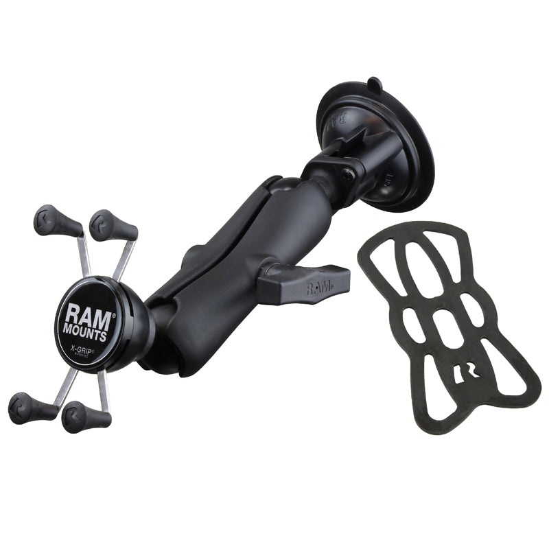 RAM Suction Cup 1.5" Ball Mount with X-Grip Holder and Tether