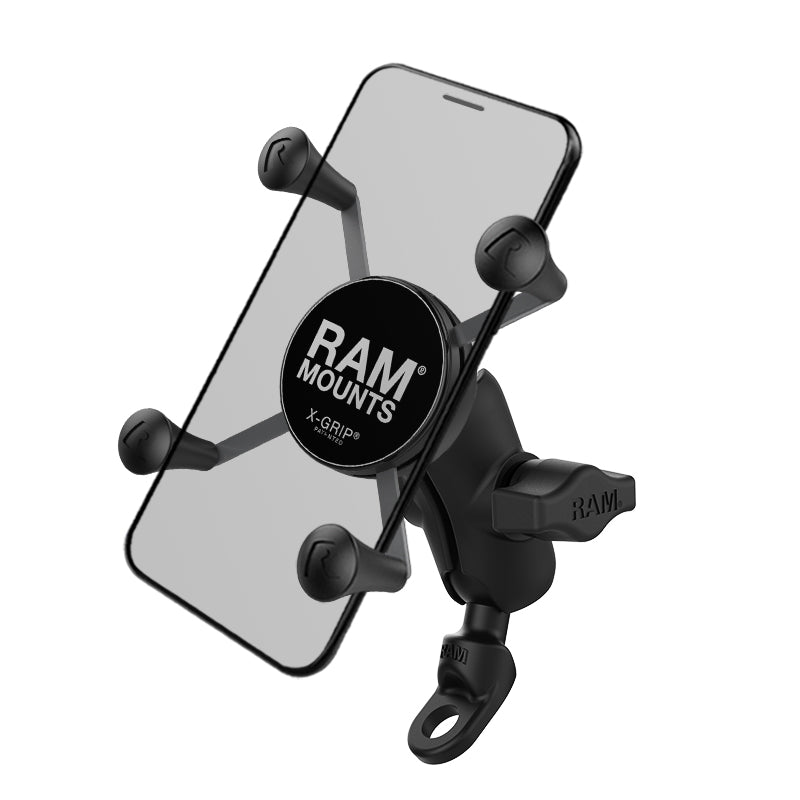 RAM Short Mount with 9mm Angled Bolt Head Base and X-Grip Phone Holder