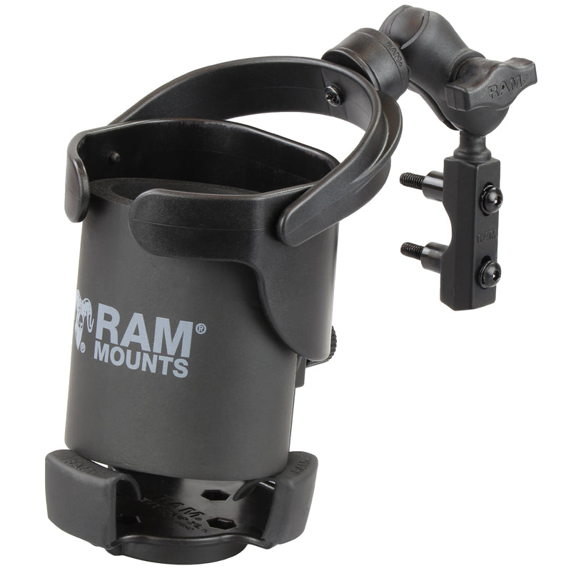 RAM Motorcycle Clutch / Brake Short Mount with Level Cup XL 32 oz Drink Cup Holder