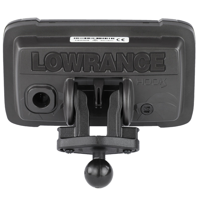 The RAM 1-inch ball adapter for Lowrance Hook² and Reveal 5 Series allows for secure mounting of your device.
