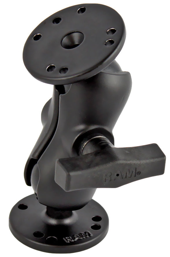 RAM Drill Down Short Mount with Two Round 1.5 Inch Ball Bases