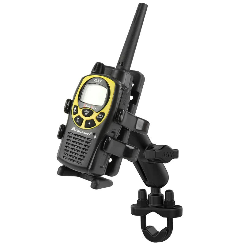RAM Handlebar 1" Ball Mount with U-Bolt Base and Finger-Grip Holder for Phone, Radio & More