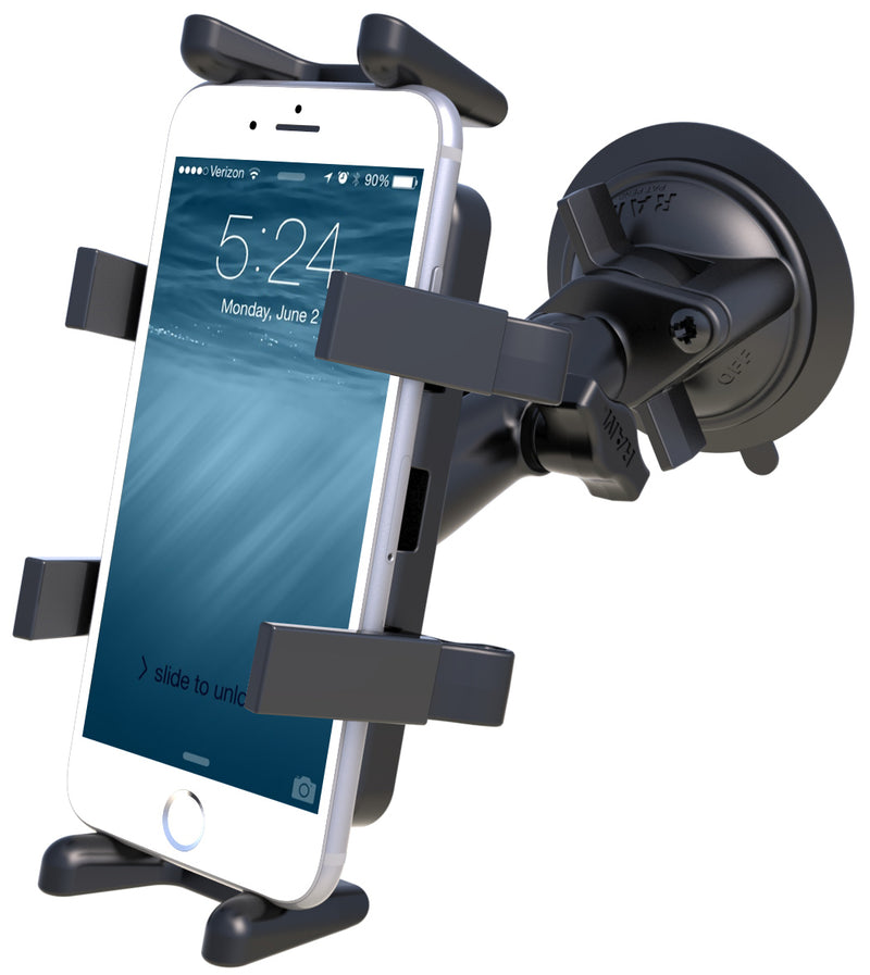 RAM Suction Cup 1" Ball Mount with Finger-Grip Holder for Phone, Radio & More