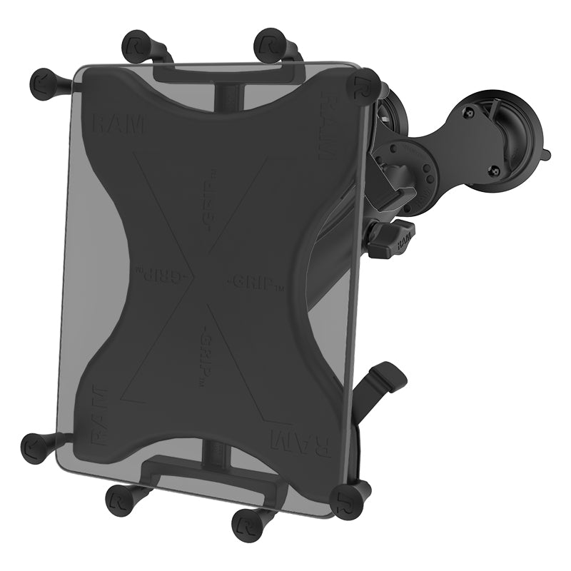 RAM Dual Suction Cup Long Mount with X-Grip Holder for 9 " - 10" Tablets