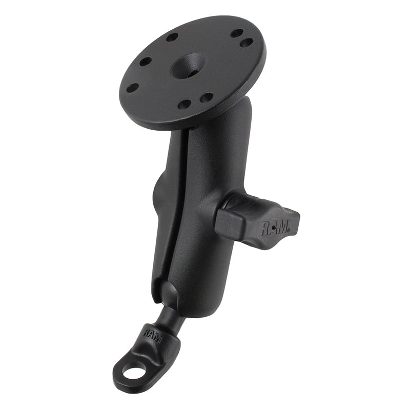 RAM 1" Ball Mount with 9mm Angled Bolt Head Base and Round AMPS Adapter