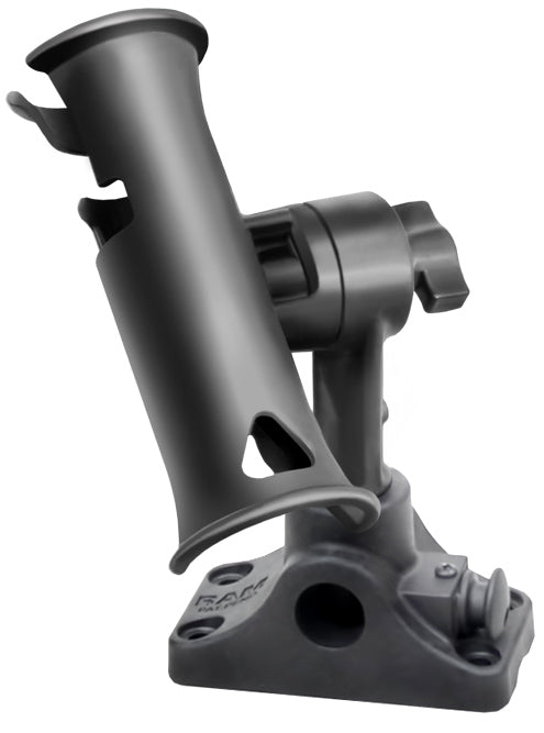 RAM Tube Jr Fishing Rod Holder with 4" Spline Post and Bulkhead/Flat Surface Base
