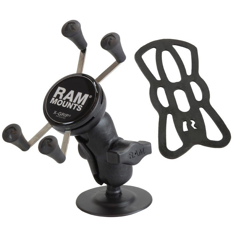 RAM Flex Adhesive Short Mount with X-Grip Holder and Safety Tether