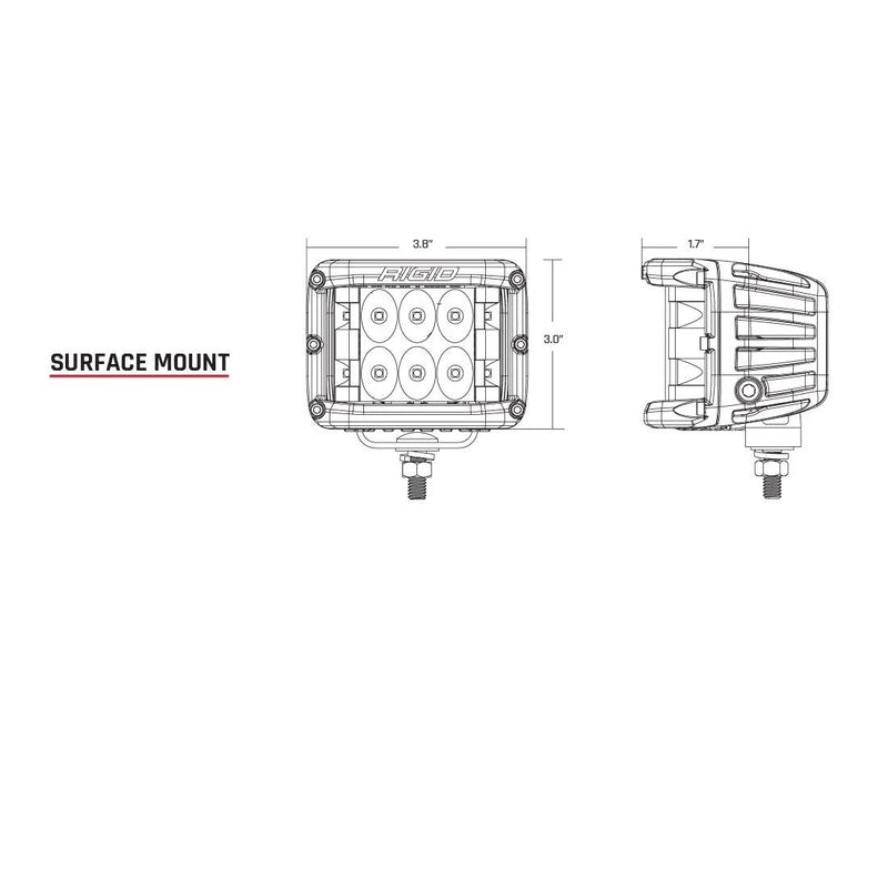 Rigid D-SS Series PRO Driving LED Lighting Surface Mount 2-Pack White Housing