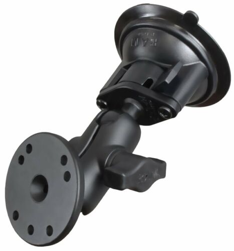 RAM Twist-Lock Suction Cup 1" Ball Short Mount with Round AMPS Plate
