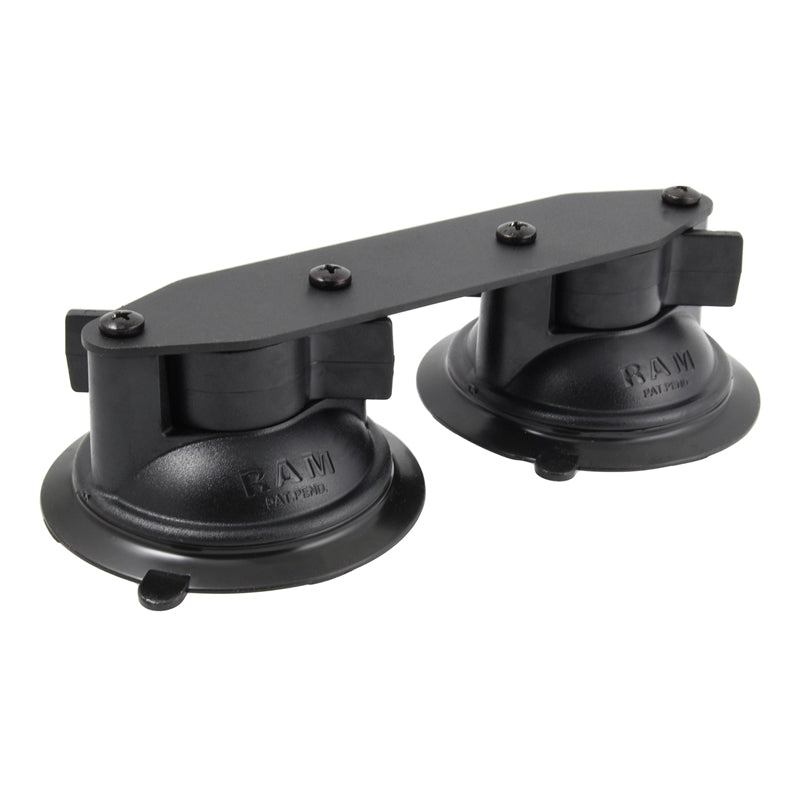 RAM Twist-Lock Double Suction Cup Base with Straight Plate