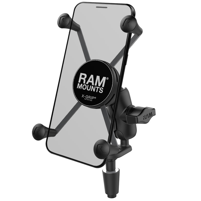 RAM Motorcycle Fork Stem Short Mount with X-Grip Holder and Tether for Large Phone 