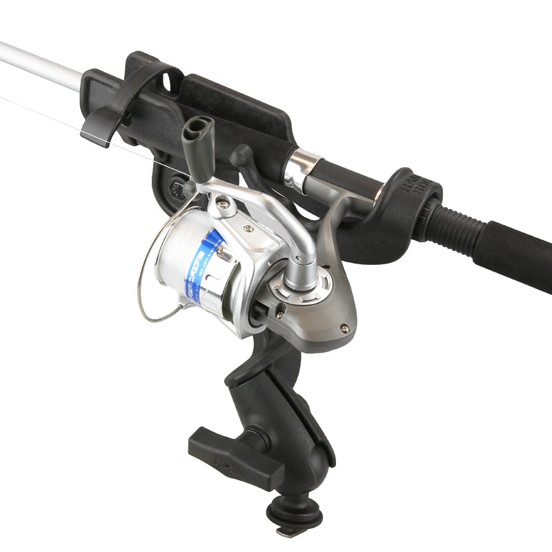 RAM ROD Fishing Rod Holder with Revolution Ratchet Arm and Track Ball Base