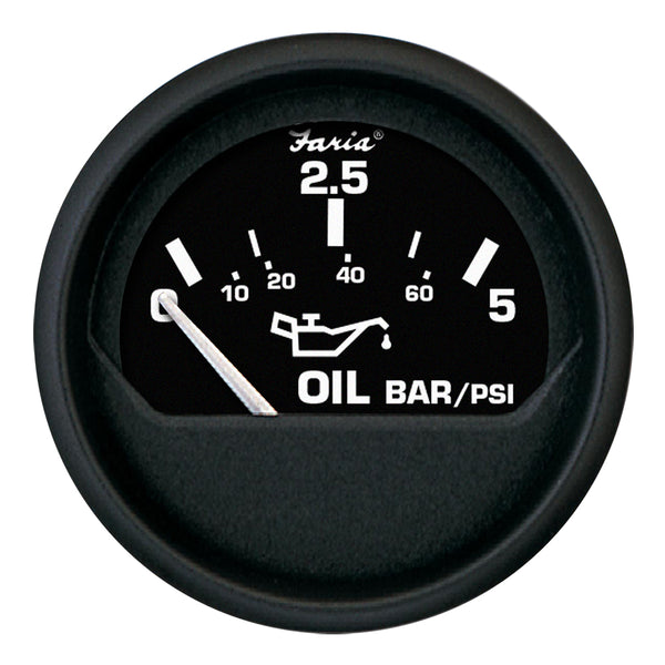 Euro Black 2" Oil Pressure Gauge - Dual 5 Bar Scale - Imperial or Metric