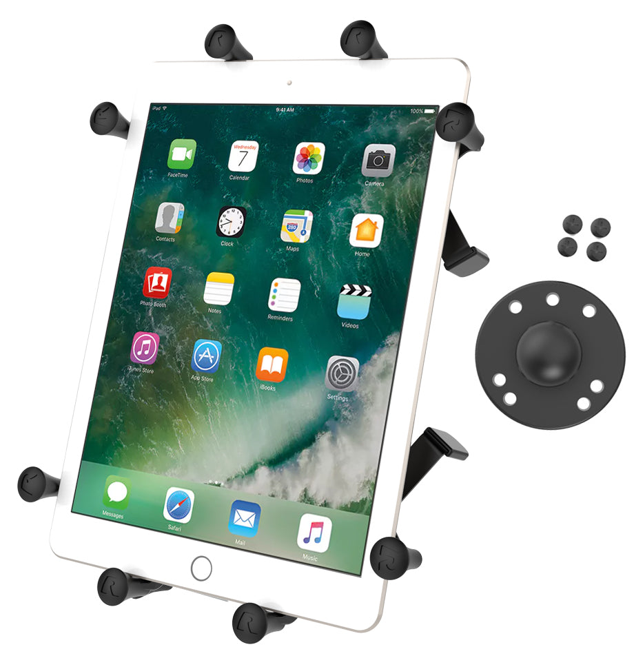 RAM Drill Down 1" Ball Long Mount with X-Grip Holder for 9"-10" Tablets