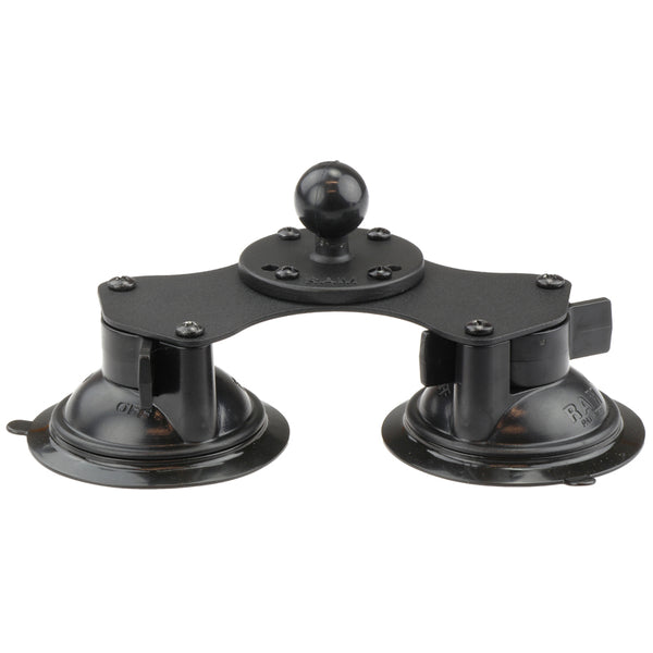 RAM Twist-Lock Double Suction Cup Base with Round 1 Inch Ball Adapter