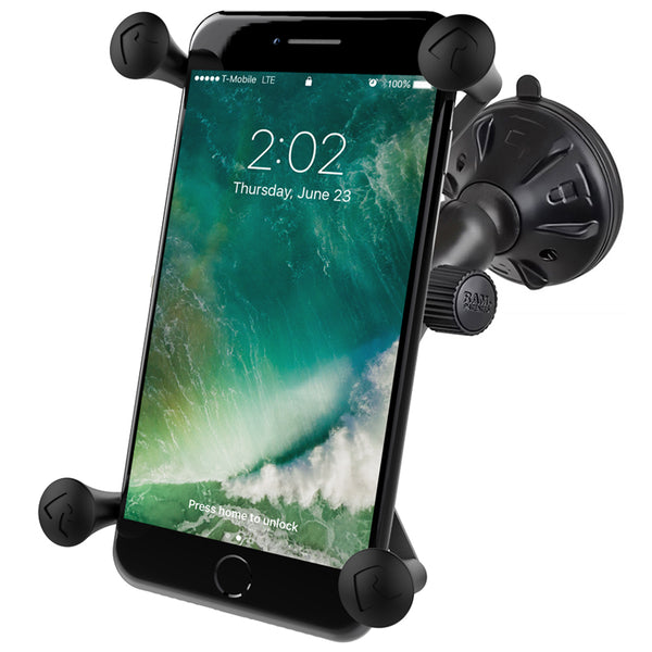 RAM Low Profile Suction Cup 1" Ball Mount and X-Grip for Large Phone / GPS