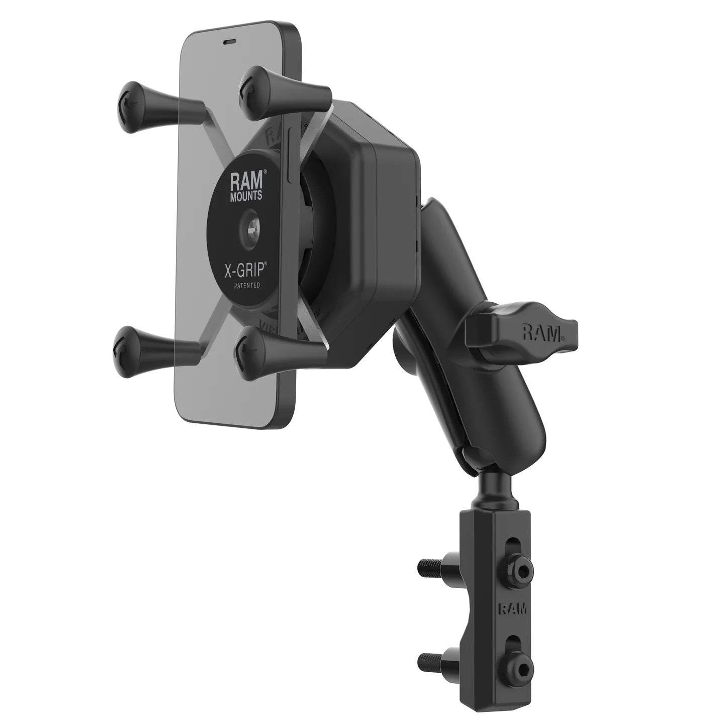 RAM Motorcycle Clutch / Brake Mount with X-Grip Holder and Vibe-Safe Adapter